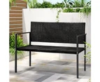 Gardeon Outdoor Garden Bench Seat Rattan Chair Steel Patio Furniture Park Black