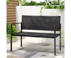 Gardeon Outdoor Garden Bench Seat Rattan Chair Steel Patio Furniture Park Grey