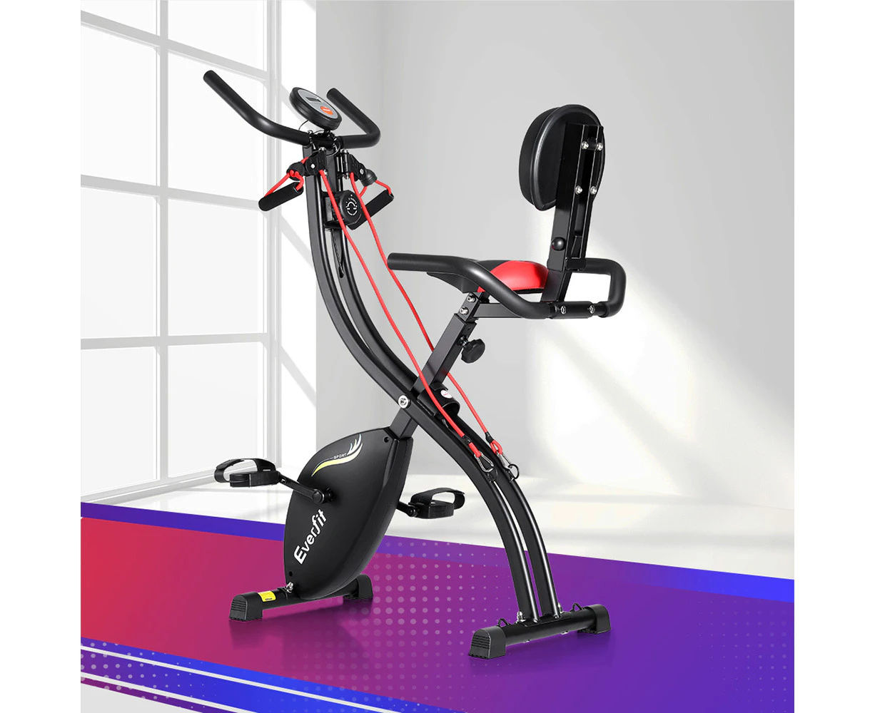 Everfit Folding Exercise Bike Magnetic X-Bike Indoor Cycling Resistance Rope