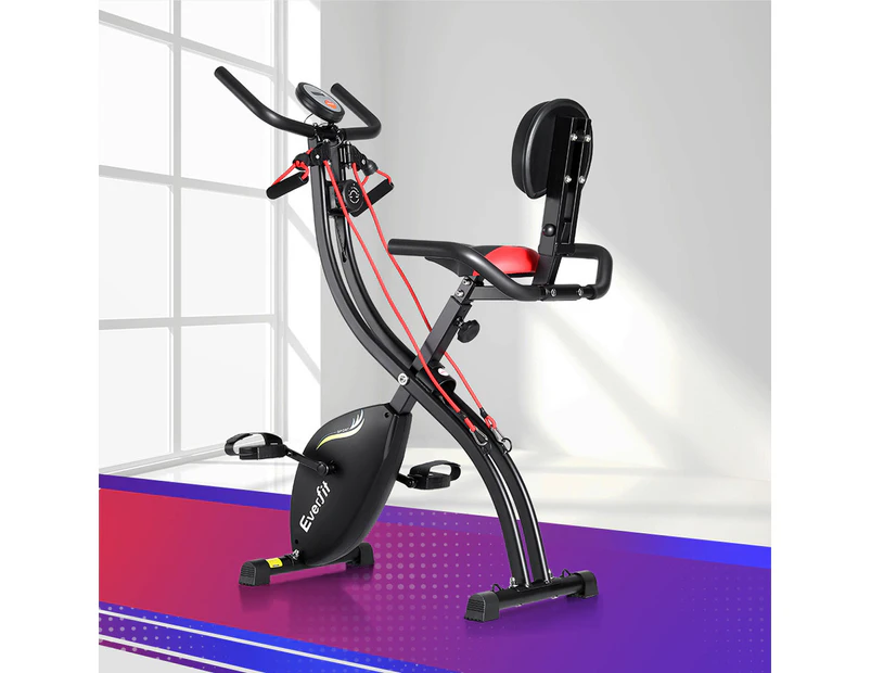 Everfit Folding Exercise Bike Magnetic X-Bike Indoor Cycling Resistance Rope