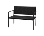 Gardeon Outdoor Garden Bench Seat Rattan Chair Steel Patio Furniture Park Black