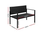 Gardeon Outdoor Garden Bench Seat Rattan Chair Steel Patio Furniture Park Black