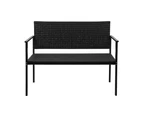 Gardeon Outdoor Garden Bench Seat Rattan Chair Steel Patio Furniture Park Black