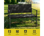 Gardeon Outdoor Garden Bench Seat Rattan Chair Steel Patio Furniture Park Black