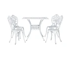 Gardeon Outdoor Dining Set 5 Piece Chairs Table Cast Aluminum Patio White