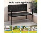 Gardeon Outdoor Garden Bench Seat Rattan Chair Steel Patio Furniture Park Black