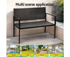 Gardeon Outdoor Garden Bench Seat Rattan Chair Steel Patio Furniture Park Grey