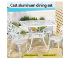 Gardeon Outdoor Dining Set 5 Piece Chairs Table Cast Aluminum Patio White