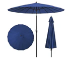 Costway 2.7M Round Outdoor Umbrella Garden Patio Tilt Parasol Shelter Beach Canopy Sun Shade Garden Patio Blue