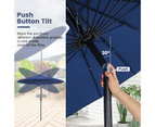 Costway 2.7M Round Outdoor Umbrella Garden Patio Tilt Parasol Shelter Beach Canopy Sun Shade Garden Patio Blue