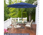 Costway 2.7M Round Outdoor Umbrella Garden Patio Tilt Parasol Shelter Beach Canopy Sun Shade Garden Patio Blue