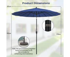 Costway 2.7M Round Outdoor Umbrella Garden Patio Tilt Parasol Shelter Beach Canopy Sun Shade Garden Patio Blue