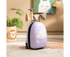 Costway Kids Carry-On Luggage Trolley luggage Travel Suitcase Children Gift Purple