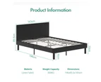 Ufurniture Double Bed Frame Leather Upholstered Platform Mattress Base with Headboard Black