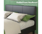 Ufurniture Double Bed Frame Leather Upholstered Platform Mattress Base with Headboard Black