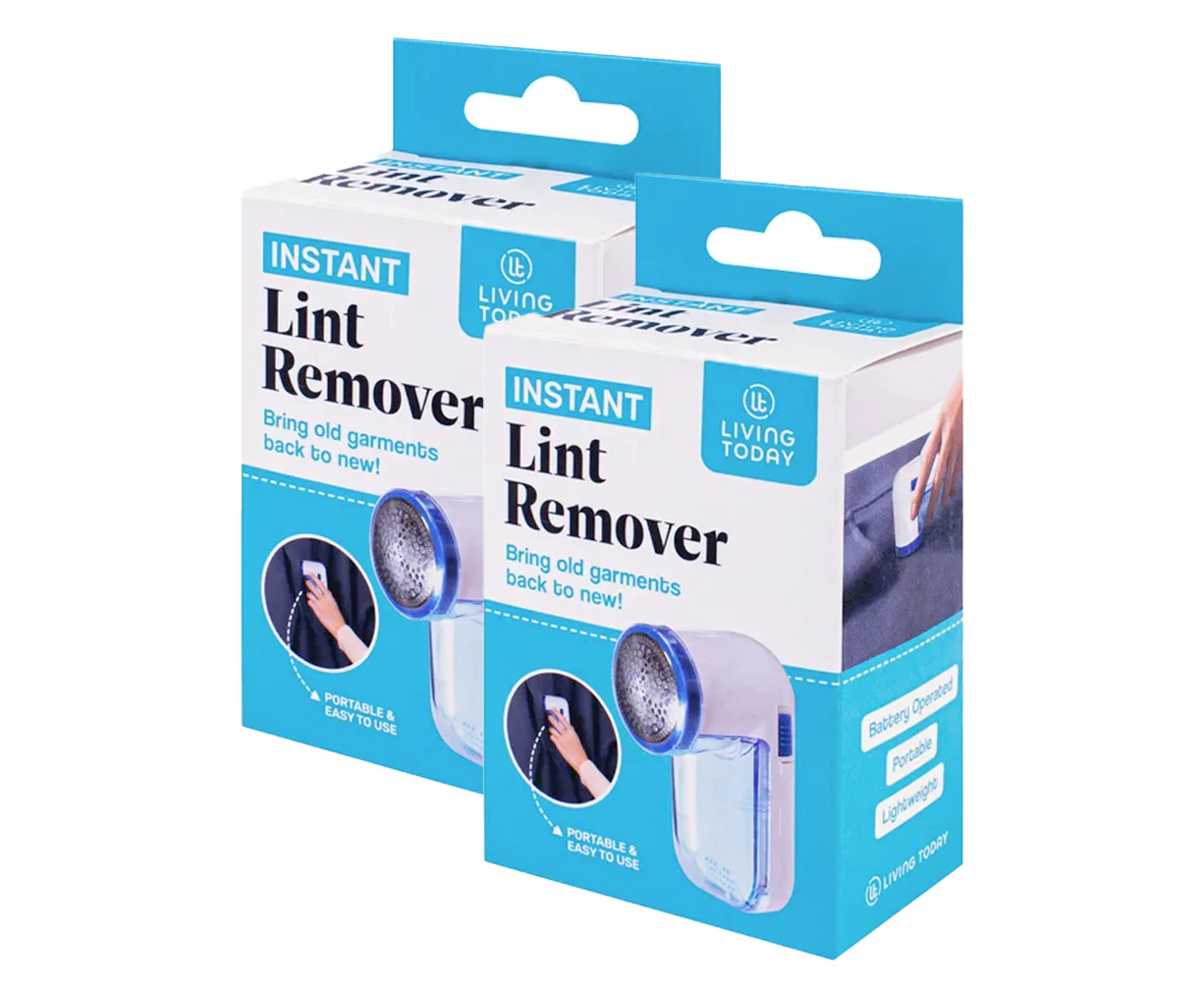 2x Living Today Battery Operated Instant Clothing Lint Remover 9.8x4.5x7cm