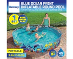 Bestway 2.4m x 46cm Kids Above Ground Pool Ocean Life Design 1612 Litre