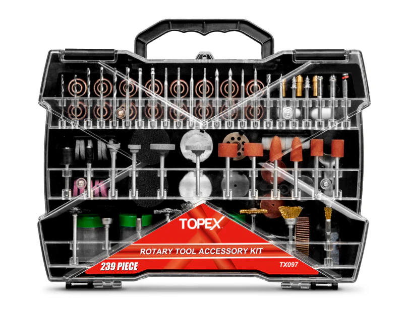 TOPEX 239pcs Rotary Tool Accessory Kit Mini Grinding Polishing Shank Craft Bit Set