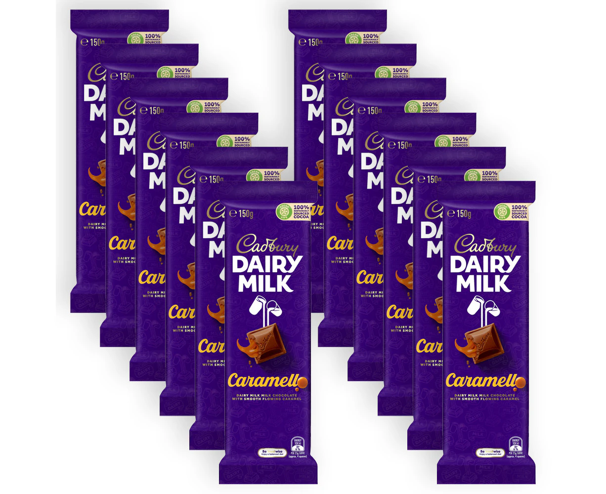 12pc Cadbury Dairy Milk Block Caramel Flavoured Chocolate/Candy Bar 150g