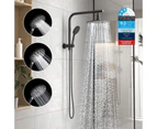 WELS 10" Rain Shower Head Set Round 3-Mode Handheld Shower Gooseneck Black