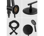 WELS 10" Rain Shower Head Set Round 3-Mode Handheld Shower Gooseneck Black