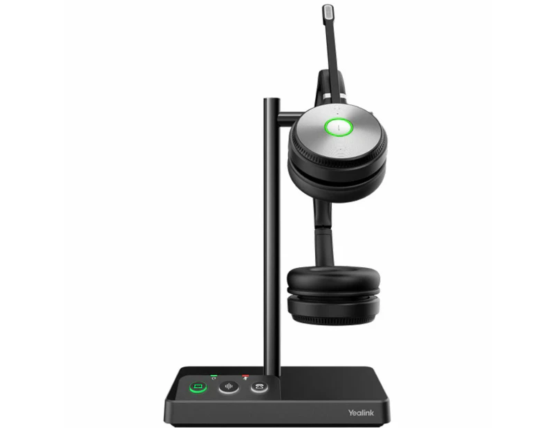 YEALINK WH62 Dual UC TEAMS DECT Wirelss Headset, Busylight On Headset, Leather Ear Cushions