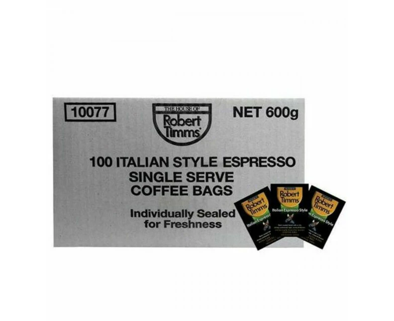 Robert Timms Italian Espresso Coffee Bags X 100