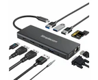 Simplecom CHN612 USB-C 12-in-1 Multiport Docking Station Dual HDMI + VGA Triple Display Gigabit LAN