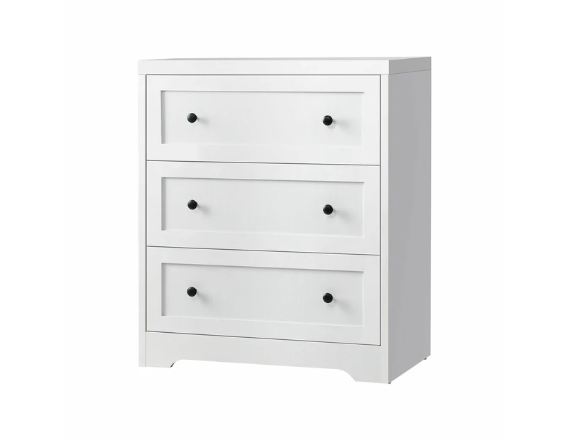 White Chest of Drawers 3 Drawer Tallboy Bedside Table Storage Cabinet