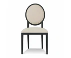 Set of 2 - Lula Light Beige Fabric Dining Chair - Black Frame