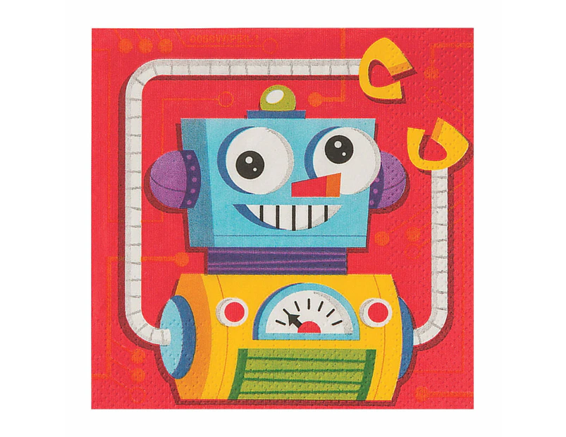 Robot Party Small Napkins / Serviettes (Pack of 16)