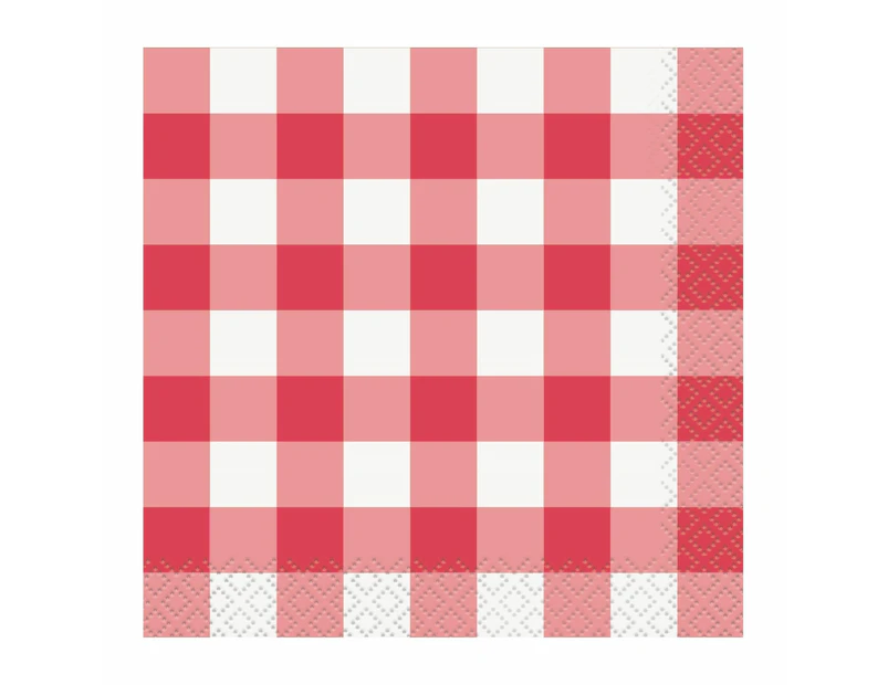 Red Gingham Small Napkins (Pack of 16)