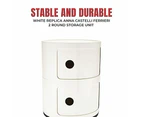 Cafe Pro Replica Anna Castelli Ferrieri with Round Storage Unit, Bedside Table Two Tier Circle Storage Table made with ABS Plastic 32 - White