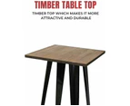 Cafepro Tolix Metal Steel Square Timber Top Table (Black) for Food Court, Coffee Dining Table Convertible, Black Desk, Study Table, Bar Table - Black