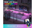 Ufurniture Gaming Desk with LED Lights & Power Outlets Computer Desk L Shaped Desk with Storage Bag Black