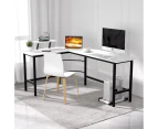 Advwin Computer Office Desk L-Shaped Corner Desk with Laptop Stand Study Table Workstation White