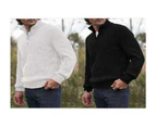 Sweaters for Men Quarter Zip Pullover Slim Fit Casual Mens Zip up Sweater Mock Neck Cable Knit -black