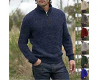 Sweaters for Men Quarter Zip Pullover Slim Fit Casual Mens Zip up Sweater Mock Neck Cable Knit -black