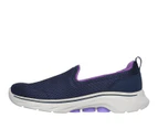 Womens Skechers Go Walk 7- Razi Navy/ Lavender Walking Shoes - Navy