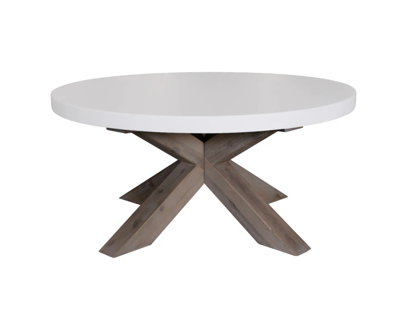 Stony 85cm Round  Coffee Table with Concrete Top - White
