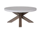 Stony 85cm Round  Coffee Table with Concrete Top - White