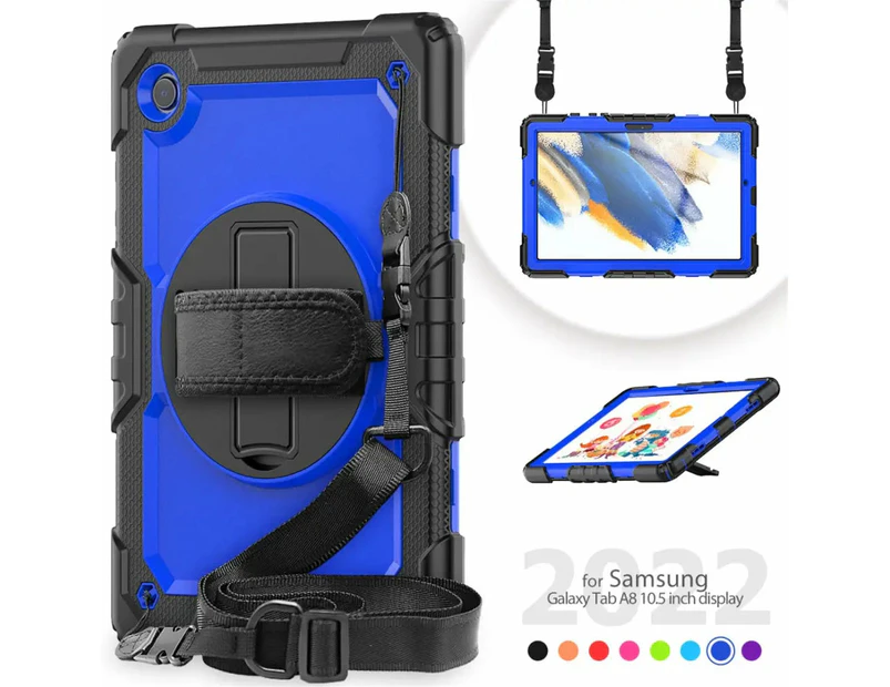 For Samsung Galaxy Tab A8 10.5 Case 2021 X200 X205 X207 360 Rotatable Hand Strap Kickstand Tablet Protective Cover+Gifts - A