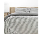 Ardor Boudior Bed Striped Faux Fur Pillowcase Quilt Cover Set Grey - Grey