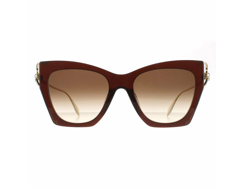 Alexander McQueen Sunglasses AM0375S 002 Brown Gold Brown Gradient