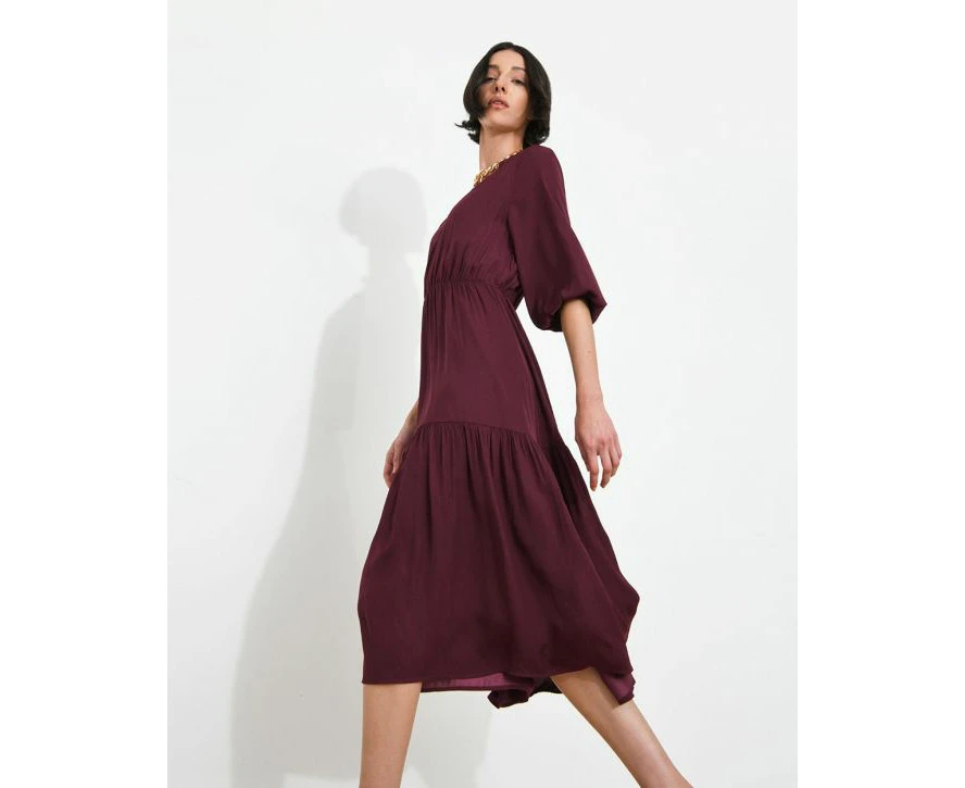 Forcast Women's Delia Tie Waist Dress - Plum