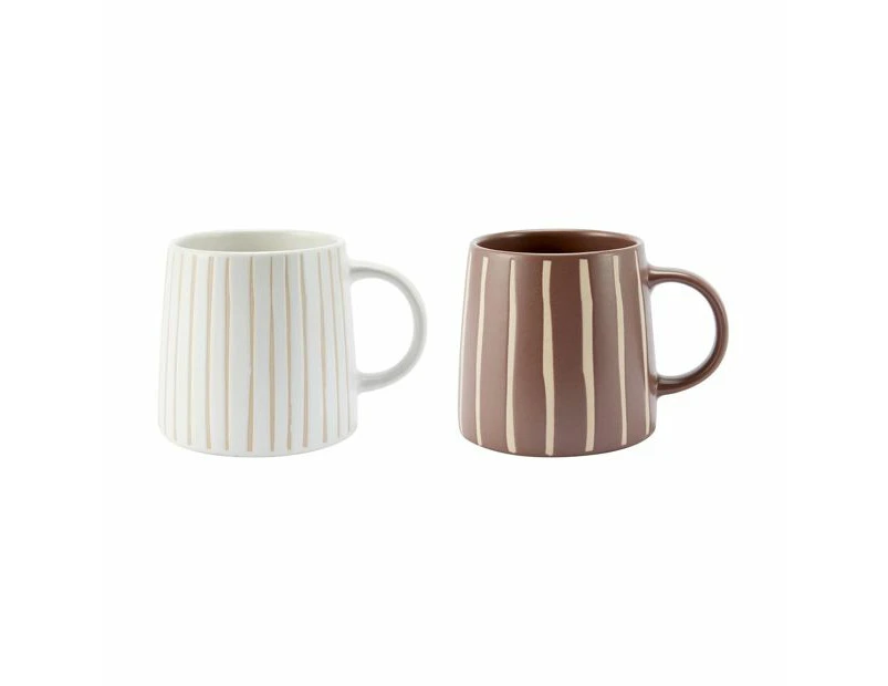 Striped Stoneware Mugs, 2 Pack - Anko