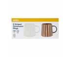 Striped Stoneware Mugs, 2 Pack - Anko