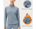 Comfortable Full-Zip Blue Yoga Jacket - Women's Stretch Sports Running Fitness Clothes for Autumn Winter
