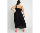 BeMe - Plus Size - Womens Dress -  Shirred Bodice Dobby Dress - Black