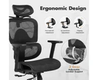 Advwin L Shaped Gaming Desk with LED Lights & Power Outlets and Mesh High Back Desk Chair with Sliding Cushion Set Black